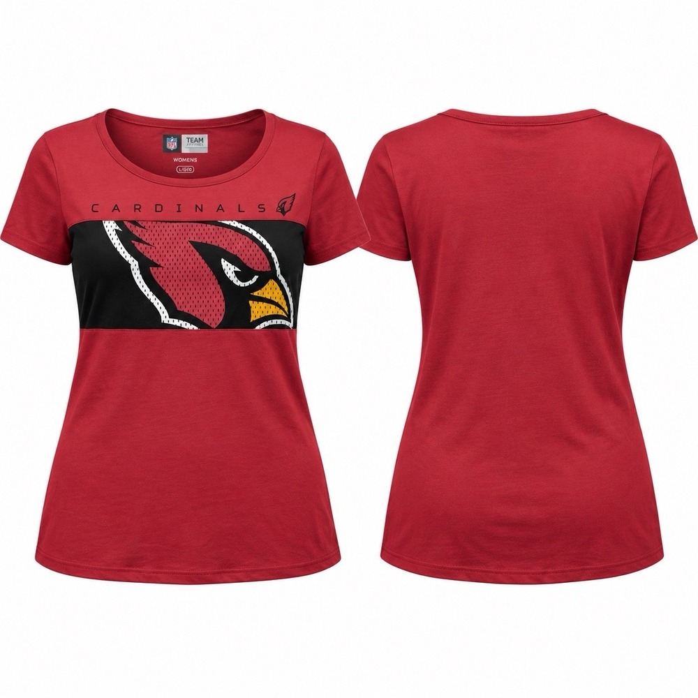 Arizona Cardinals NFL Team Apparel Women’s Large Red Black Colorblock T-Shirt